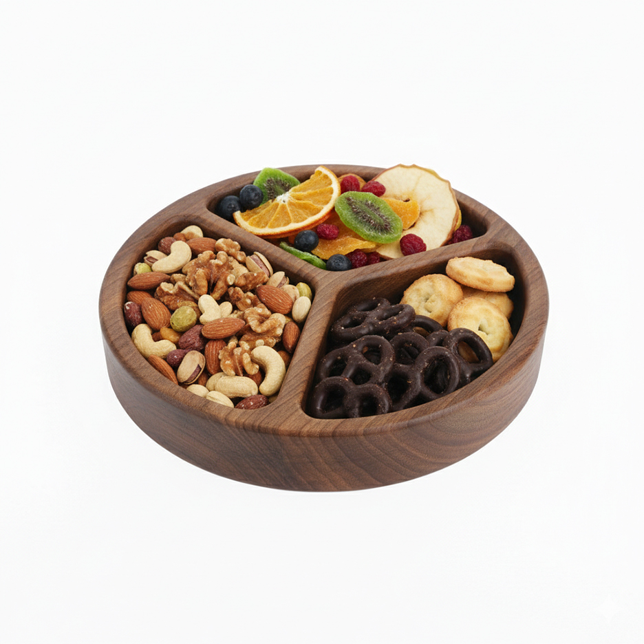 اردوخوری چوبی نیم وود مدل دایره 3 خانه